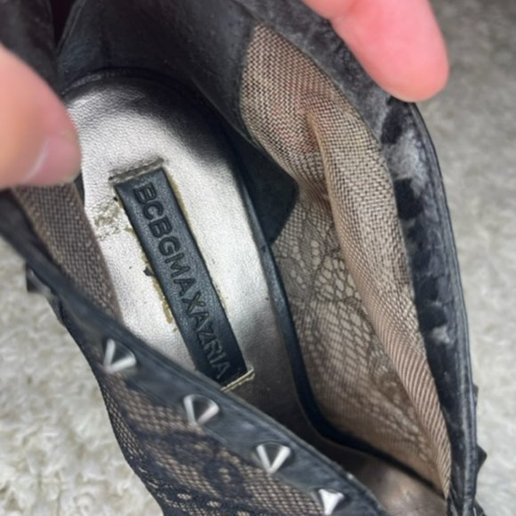 BCBG Maxazria Black Whim Lace Studded High Heel Booties Sz 6M - Picture 5 of 9